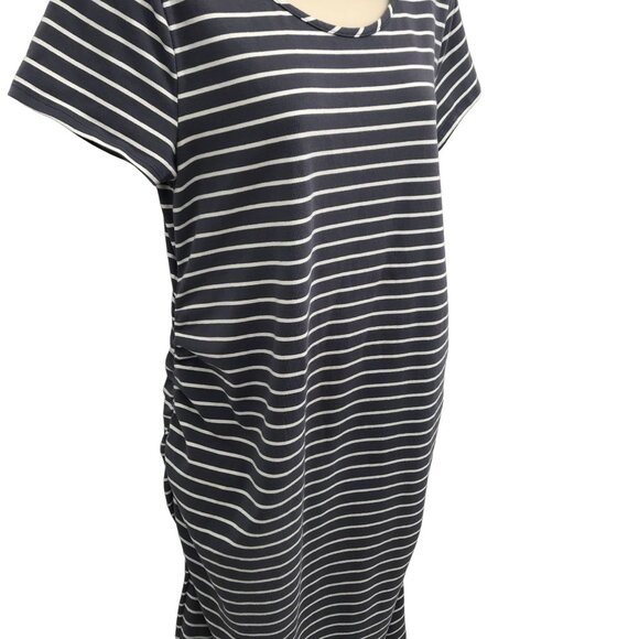 Isakel Womens Gray Striped Maternity Ruched Semi Fitted Thick Knit Dresses Sz L - Picture 3 of 7